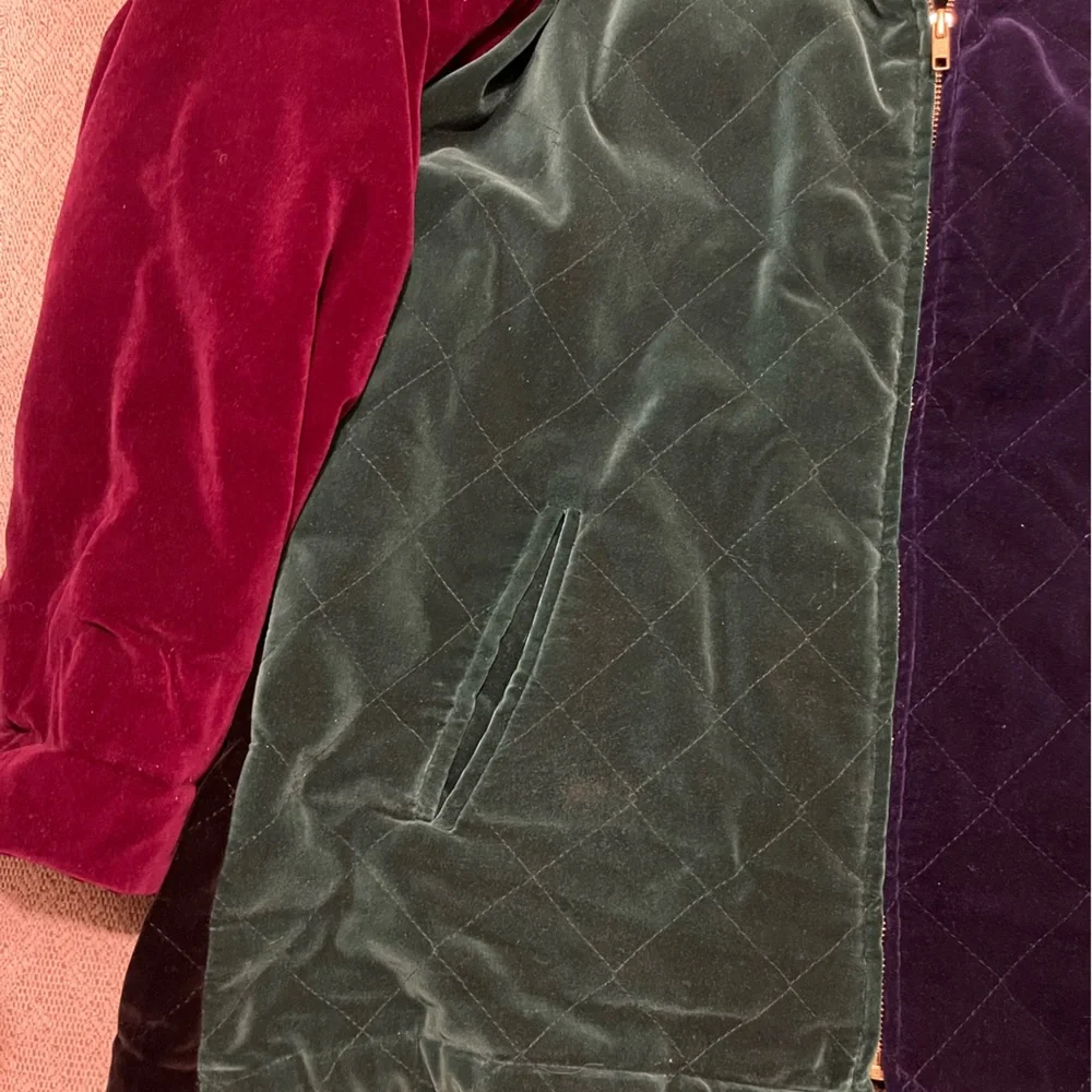 Laura Jefferies Hooded Full Zip Velvet Color Block Puffer Jacket, Women’s Medium - Picture 6 of 10